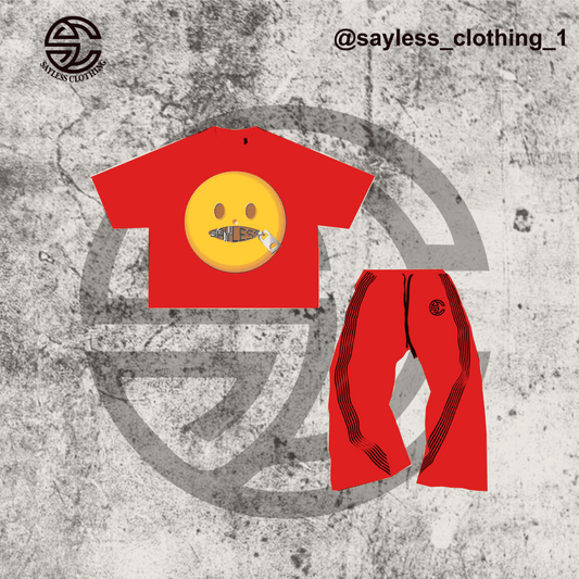 Sayless Clothing Emoji Tee & Track Pants Set – Red