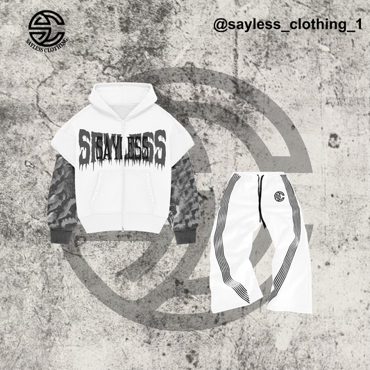Say Less Signature Hoodie & Pants Set – White Edition